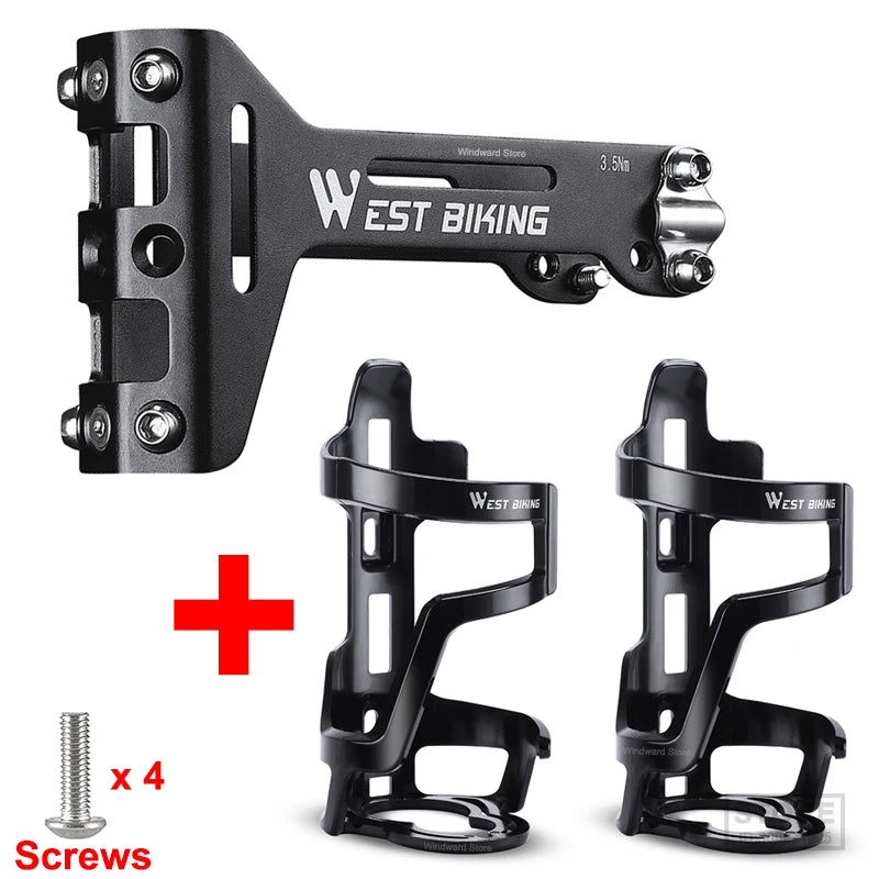 WEST BIKING Double Cup Bicycle Water Bottle Cage Saddle Extension Holder Cycling Kettle Brackets MTB Road Bike Accessories Parts
