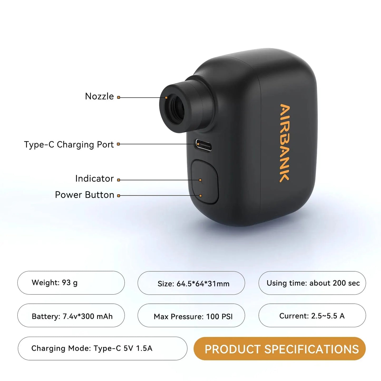 AIRBANK Mini Portable Bicycle Pump