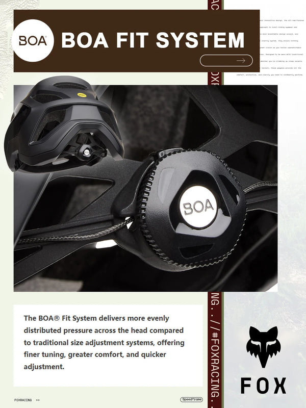 BOA fit system on a helmet with Fox Racing logo