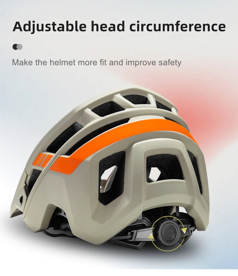 Beige helmet with orange stripe on a light gray background