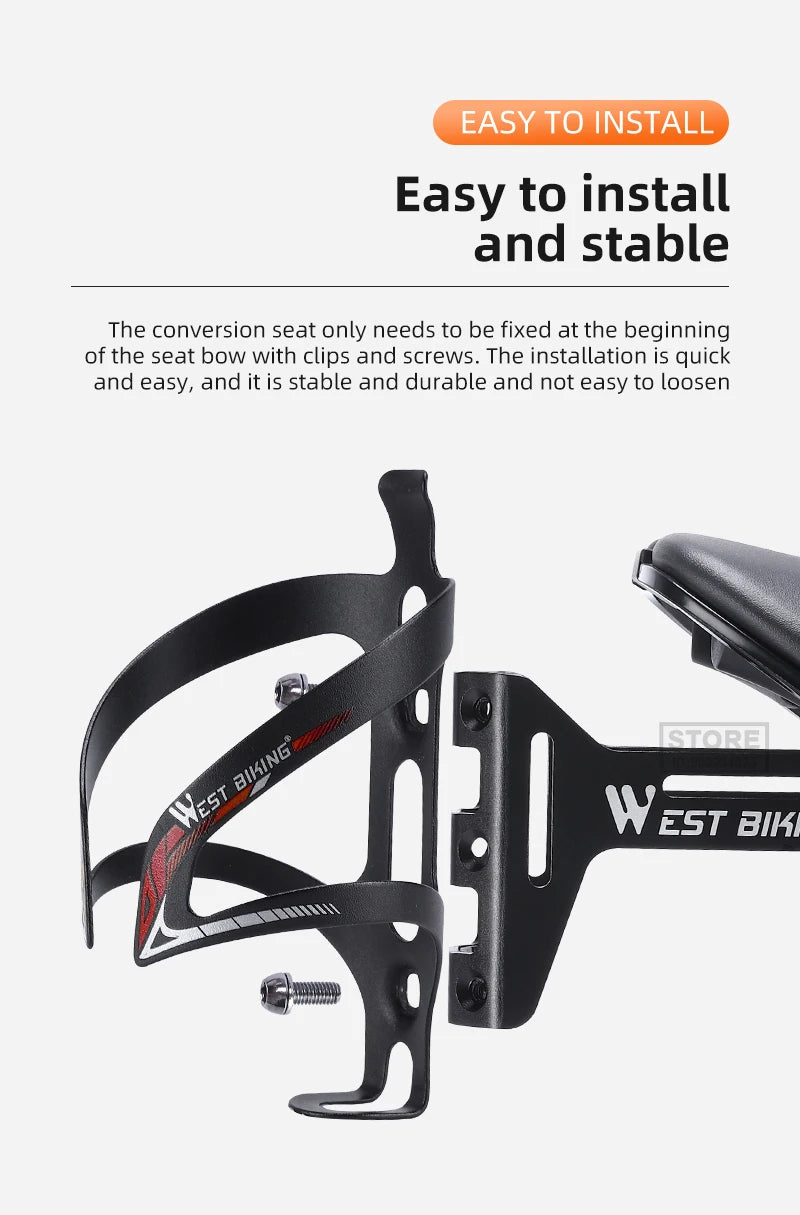 WEST BIKING Double Cup Bicycle Water Bottle Cage Saddle Extension Holder Cycling Kettle Brackets MTB Road Bike Accessories Parts