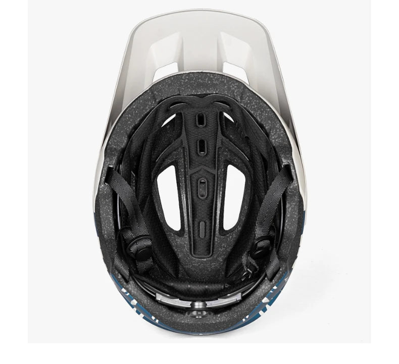 Close-up of a helmet interior with a white background