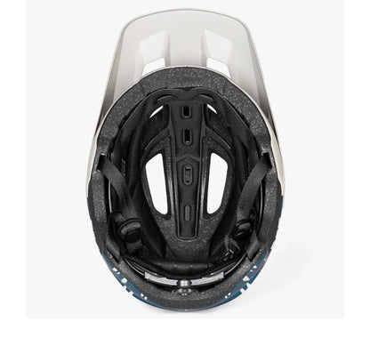 Close-up of a helmet interior with a white background