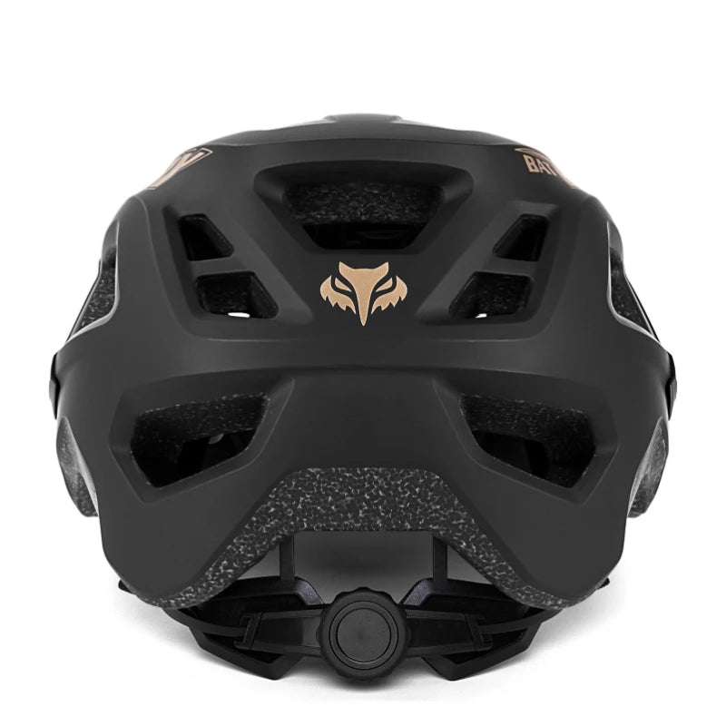 Black helmet with a brand logo on a white background