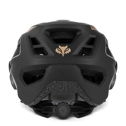 Black helmet with a brand logo on a white background