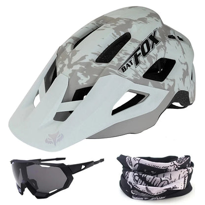 Camouflage helmet with sunglasses and neck gaiter on a white background