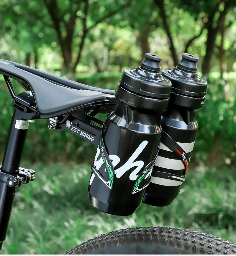 WEST BIKING Double Cup Bicycle Water Bottle Cage Saddle Extension Holder Cycling Kettle Brackets MTB Road Bike Accessories Parts