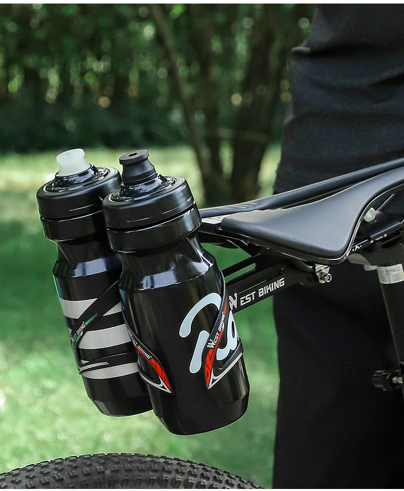 WEST BIKING Double Cup Bicycle Water Bottle Cage Saddle Extension Holder Cycling Kettle Brackets MTB Road Bike Accessories Parts