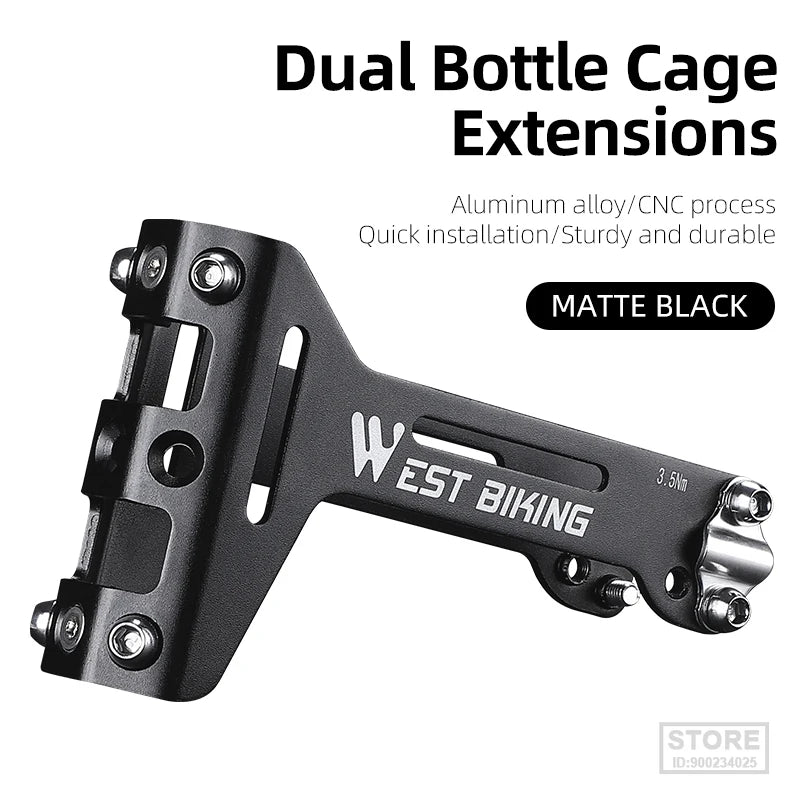 WEST BIKING Double Cup Bicycle Water Bottle Cage Saddle Extension Holder Cycling Kettle Brackets MTB Road Bike Accessories Parts