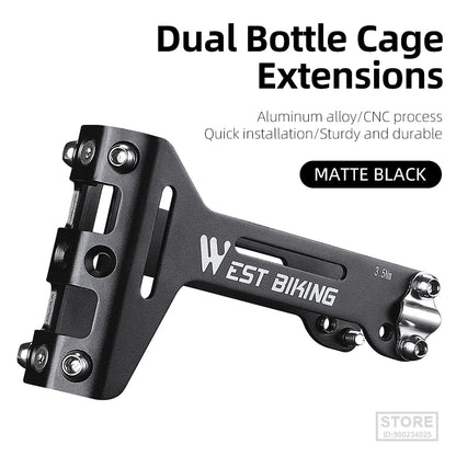 WEST BIKING Double Cup Bicycle Water Bottle Cage Saddle Extension Holder Cycling Kettle Brackets MTB Road Bike Accessories Parts
