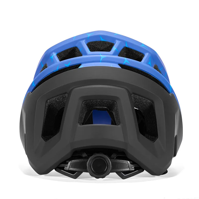 Blue and black helmet on a white background