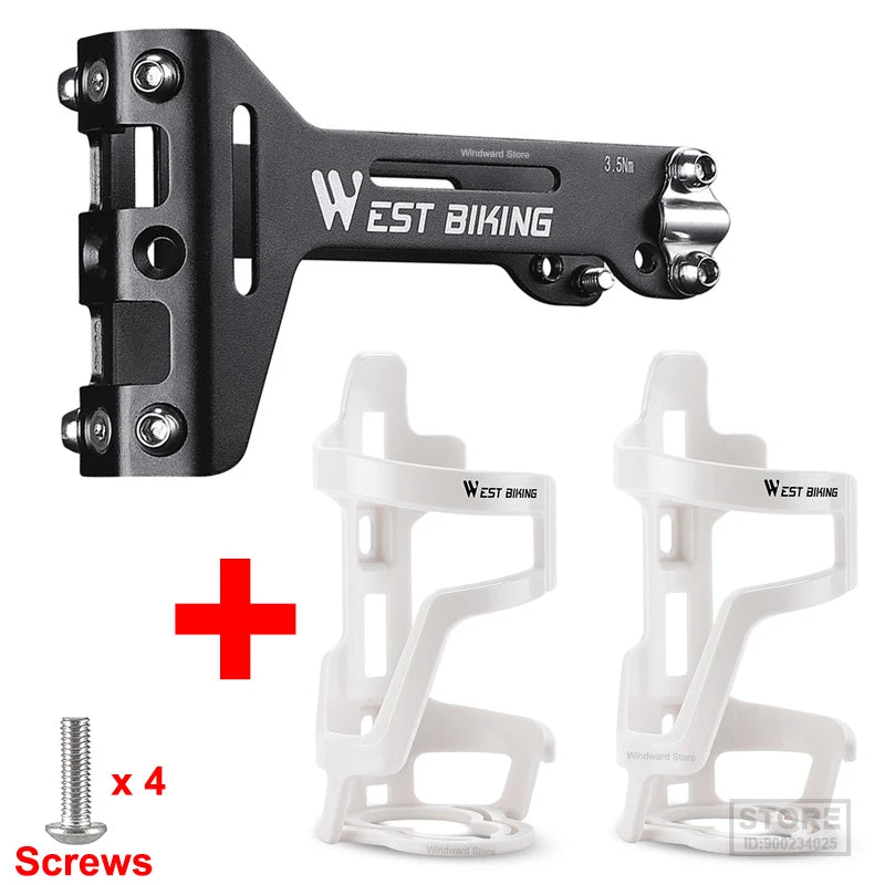 WEST BIKING Double Cup Bicycle Water Bottle Cage Saddle Extension Holder Cycling Kettle Brackets MTB Road Bike Accessories Parts